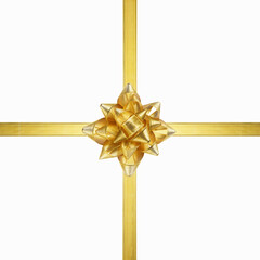 gold gift bow with gold ribbon