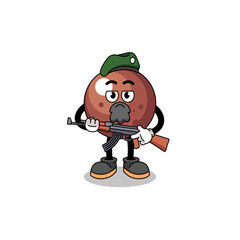 Character cartoon of chocolate ball as a special force