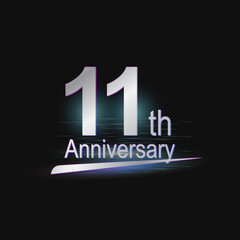 Silver 11th year anniversary celebration Modern logo