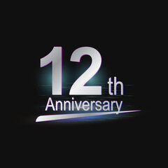 Silver 12th year anniversary celebration Modern logo