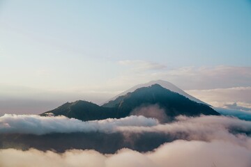 Mt Batur active volcanic mountain
