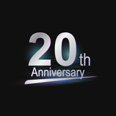 Silver 20th year anniversary celebration Modern logo