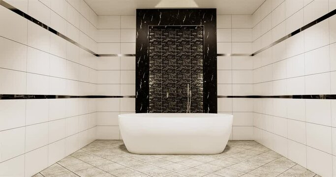 Toilet room modern japanese wabi sabi style. 3D illustration rendering