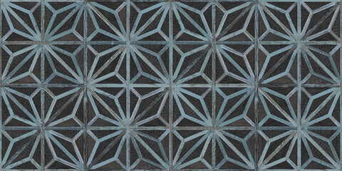 Black and blue seamless background with wood texture and traditional Japanese pattern.