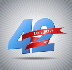 42 years anniversary logo with red ribbon