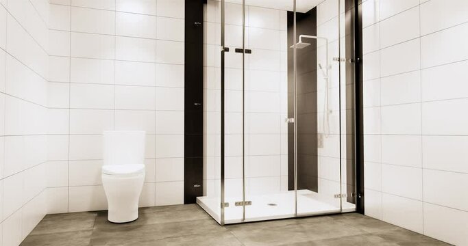 Toilet room modern japanese wabi sabi style. 3D illustration rendering