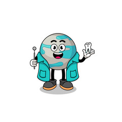 Illustration of planet mascot as a dentist