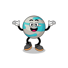planet cartoon searching with happy gesture
