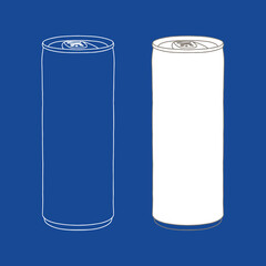 Drink can mockup. Hand drawn vector illustration with Aluminum can. Used for poster, banner, t-shirt print, bag print, badges and logo design.