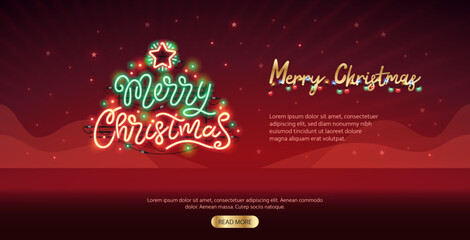 Merry Christmas Neon Sign Website Template