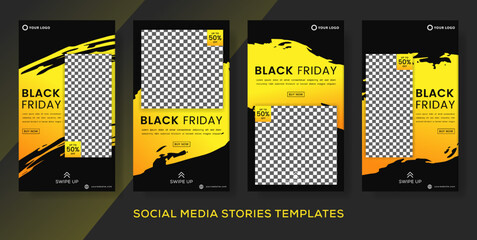 Black friday sale discount banner stories post. premium vector