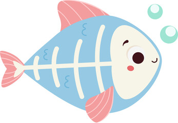 Cute x-ray fish. Cartoon sea animal character for kids and children - 542384917