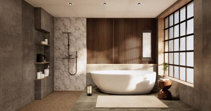 Granite Tiles white and black wall design Toilet, room modern style. 3D illustration rendering