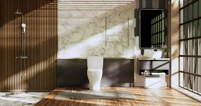 Granite Tiles white and black wall design Toilet, room modern style. 3D illustration rendering