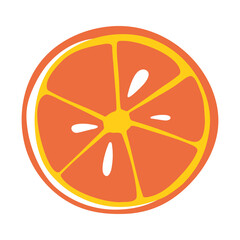 Cute orange slice icon. Vector flat hand drawn illustration in cartoon style