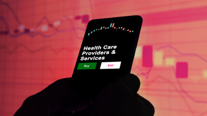 An investor's analyzing the Health Care Providers & Services etf fund on screen. A phone shows the ETF's prices health care providers and services to invest