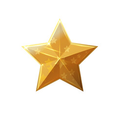 Gold shiny glitter glowing christmas star with shadow isolated on white background. Vector illustration.