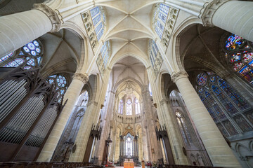 Interior of Châlons Cathedral in Châlons-en-Champagne, France