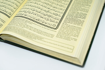 Close up Al Qur'an, Islamic background for Eid al Fitr Eid al Adha