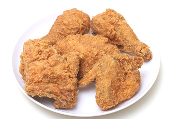 Close up of Chicken Fried Isolated White Background.