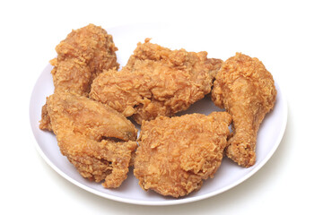 Close up of Chicken Fried Isolated White Background.