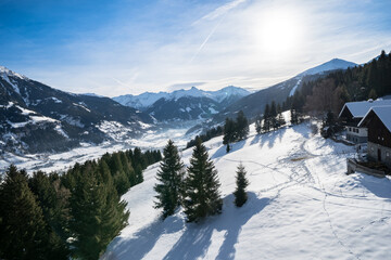 Snow mountains landscape