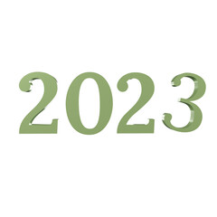 green happy new year 2023 3d illustration