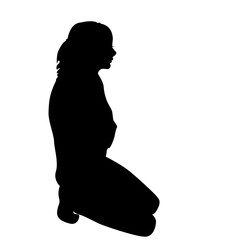 Woman silhouette on her knees