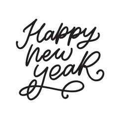 Fototapeta na wymiar Vector illustration. Handwritten calligraphic brush lettering composition of Happy New Year 2023 on white background.