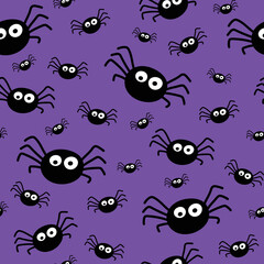 Background with creepy spiders. Halloween texture. Vector