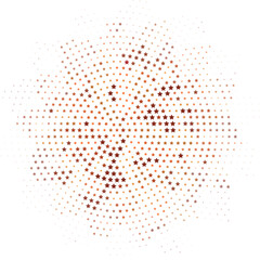 Halftone monochrome pattern with orange, brown, yellow stars around the circle. Minimalism, vector. Background for posters, websites, business cards, postcards, interior design.