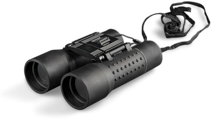 Black modern binocular isolated on white background