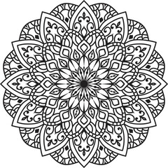 Mandala isolated on the white background.Decorative monochrome ethnic mandala pattern.
