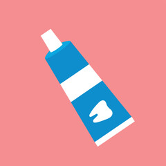 A tube of toothpaste with a picture of a tooth