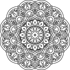 Mandala isolated on the white background.Decorative monochrome ethnic mandala pattern.