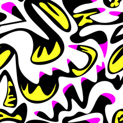 Abstract unusual seamless pattern with colorful wave shapes