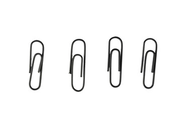 the black paper clips isolated on the white background