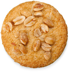 Delicious cookie with peanuts isolated on white