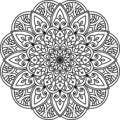 Anti-stress coloring book page for adults.Doodle pattern with ethnic mandala ornament.