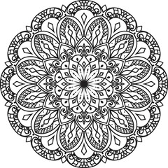 Anti-stress coloring book page for adults.Doodle pattern with ethnic mandala ornament.