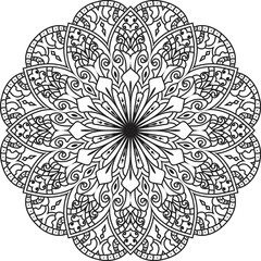 Anti-stress coloring book page for adults.Doodle pattern with ethnic mandala ornament.