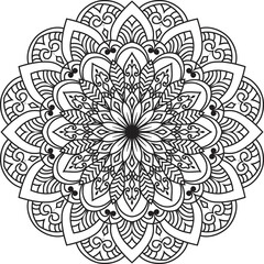 Anti-stress coloring book page for adults.Doodle pattern with ethnic mandala ornament.