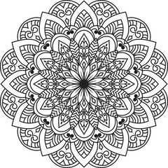 Anti-stress coloring book page for adults.Doodle pattern with ethnic mandala ornament.