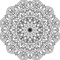 Anti-stress coloring book page for adults.Doodle pattern with ethnic mandala ornament.