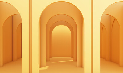 yellow pastel acrhitecture arc rhythm background - 3d rendering