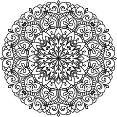 Mandala white background.Adult coloring page