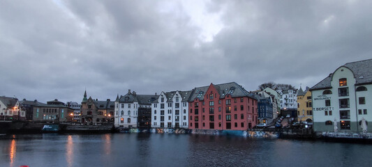Fototapeta premium Colorful buildings in Alesund, Norway