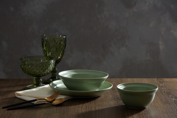 Table setting.Restaurant menu template. Space for text. 