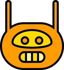 cartoon robot head icon illustration