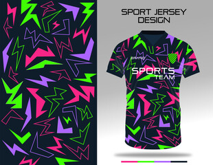 Futuristic sport jersey uniform textile design for soccer, football, volleyball, badminton club. Sublimation printing fabric vector design.  